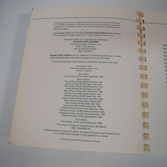 Colorado Cache Cookbook 10th Anniversary LE Recipes By Jr League Of Denver 1978 - Picture 4 of 5